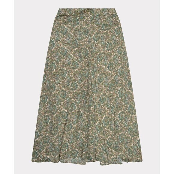 Zara Women's Medium Paisley Maxi Skirt Green Elastic Waist Flowy Boho Lagenlook - Picture 1 of 11